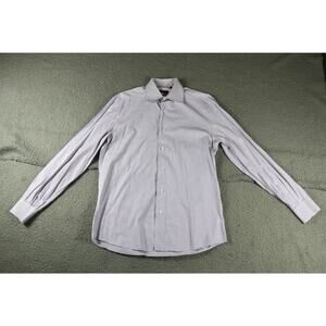 Valentino Shirt Mens 39 151/2 Purple White Striped Cotton Button Up Shirt Italy